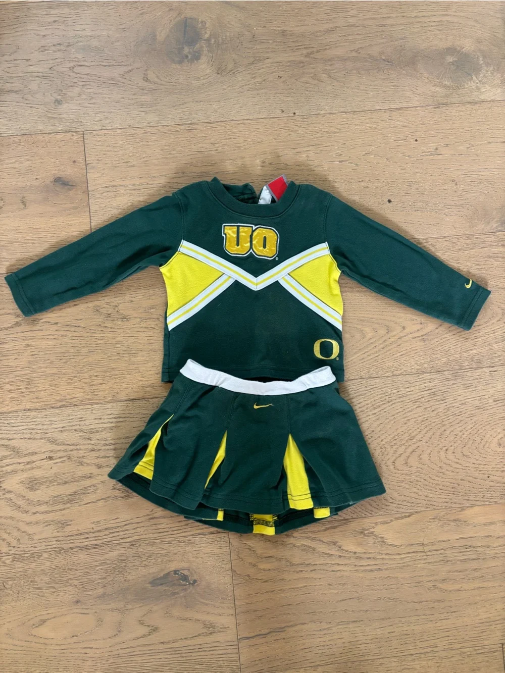 Nike Oregon Duck Green and Yellow baby Cheerleader Outfit